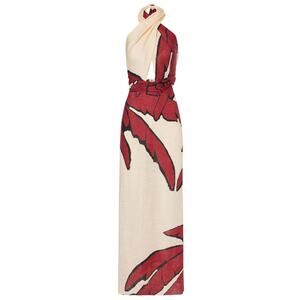Johanna Ortiz Wonders Of The Sea Linen Maxi Dress - 0 - Ecru/Red